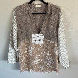CP Shades Wyatt Patchwork Linen Tunic Size XS